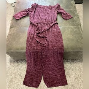 Lane Bryant plus size 18/20 jumpsuit asymmetrical top, wide leg trouser pockets